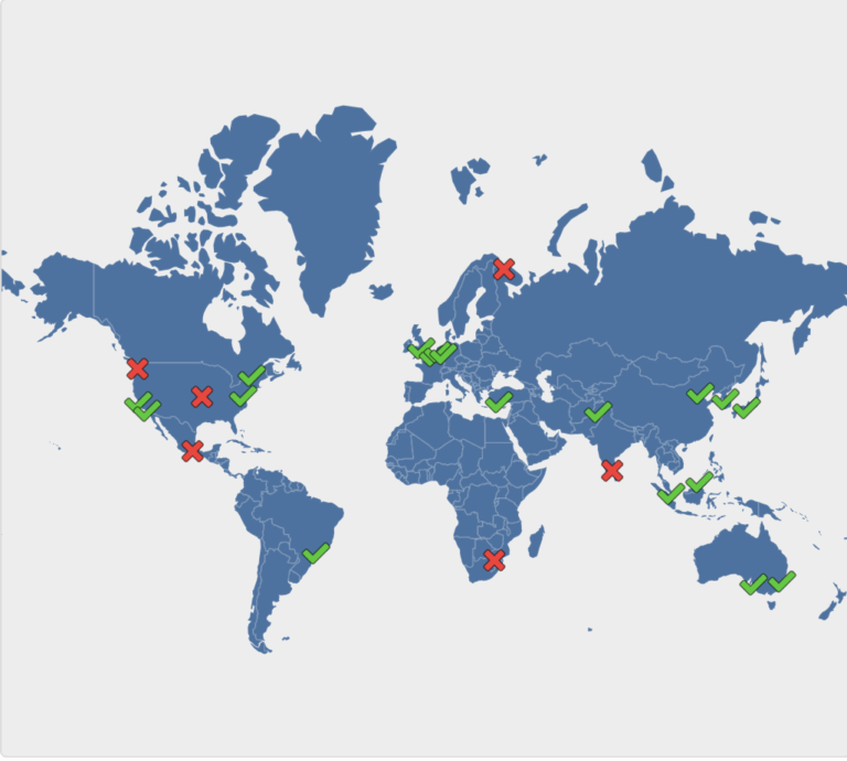 DNS Propagation map showing more areas